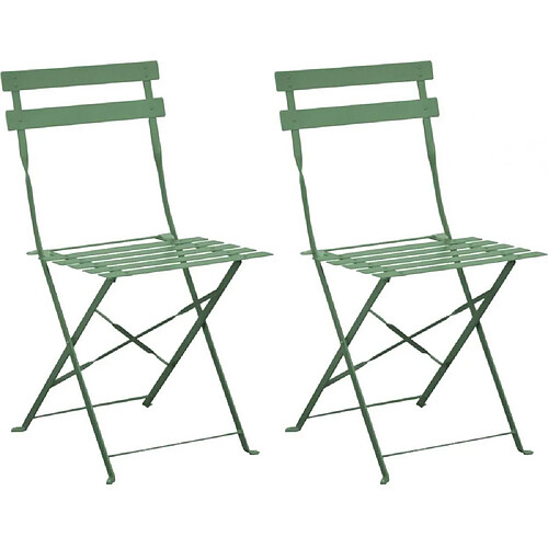 ALIZÉ Chaises pliantes en acier Cuba (Lot de 2) amande.