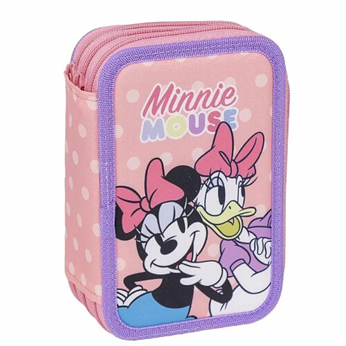 Pochette à crayons triple Minnie Mouse 43 Pièces Rose 13 x 7 x 19,5 cm