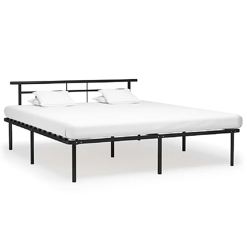 Maison Chic Lit adulte - Lit simple Cadre de lit,Structure du lit Contemporain Noir Métal 200x200 cm -MN59054