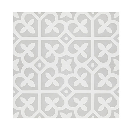 Pegane 4 Carreaux de ciment véritable 0,48m2 / Carreaux de ciment artisanaux pour sol et mur coloris gris et blanc - l.20 x L.20 cm