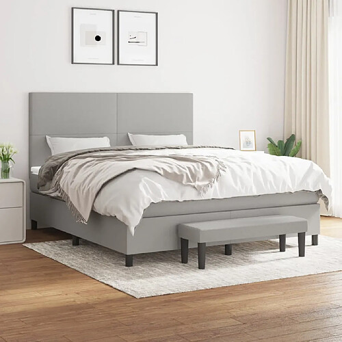 vidaXL Sommier à lattes de lit avec matelas Gris clair 160x200cm Tissu