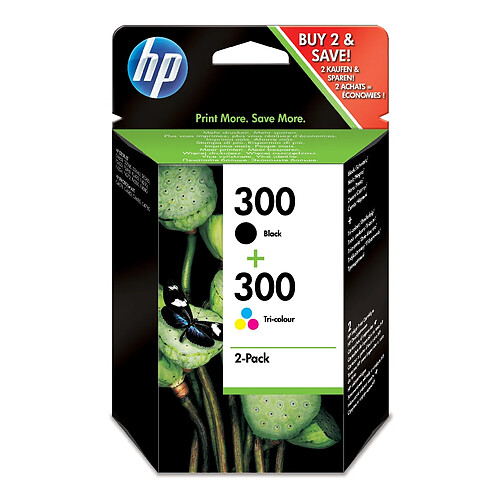 HP 300 pack de 2 cartouches d'encre noir/trois couleurs authentiques