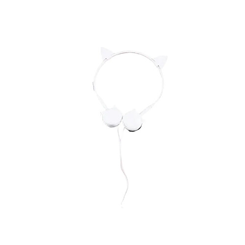 LUUCOZK Casque de musique filaire en forme d'oreille de chat mignon 3,5 mm avec microphone-Blanc