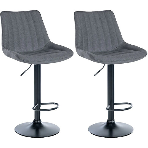 Non Lot de 2 tabourets de bar Toni tissu noir