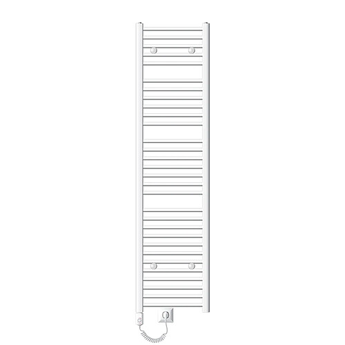 LuxeBath Radiateur électrique pour salle de bains Sahara 400x1800 mm Blanc courbe Raccord latéral & résistance 900W