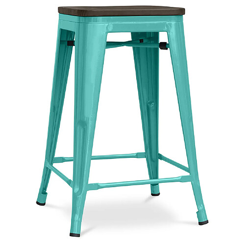 ICONIK INTERIOR Tabouret Stylix en bois - Métal - 60cm Vert pastel