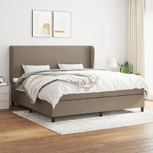 vidaXL Sommier à lattes de lit avec matelas Taupe 200x200 cm Tissu