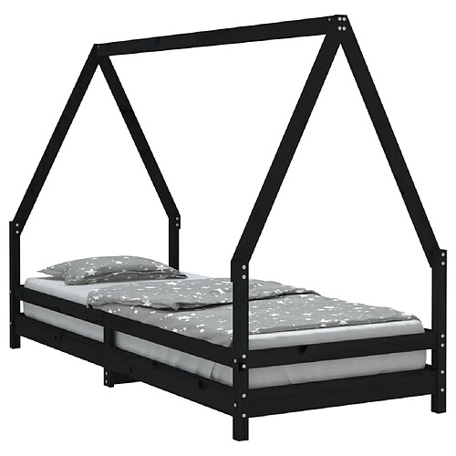 Maison Chic Lit simple Cadre de lit pour enfants,Lit d'Enfant Moderne noir 90x200 cm bois de pin massif -MN71722