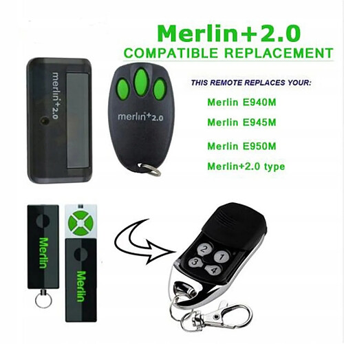 GUPBOO Télécommande Universelle de Rechange pour Merlin + 2.0 E945 ouvre-porte de garage sur