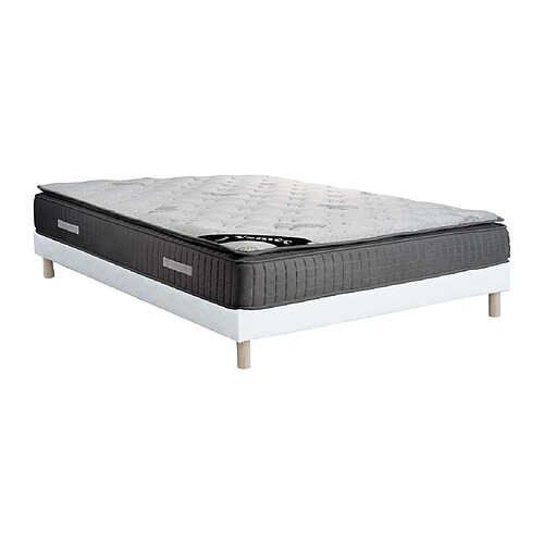 Vente-Unique Ensemble 140 x 190 cm sommier tapissier + matelas ressorts ensachés 7 zones et mémoire de forme ép.28cm - MARANI de YSMÉE