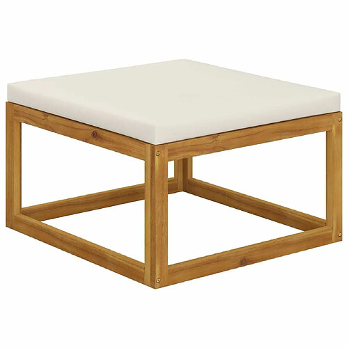 Maison Chic Repose-pied,Tabouret confortable avec coussin blanc crème Bois d'acacia massif -MN12474