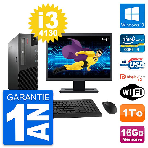 PC Lenovo M93p SFF Ecran 19" Intel i3-4130 RAM 16Go Disque 1To Windows 10 Wifi · Occasion