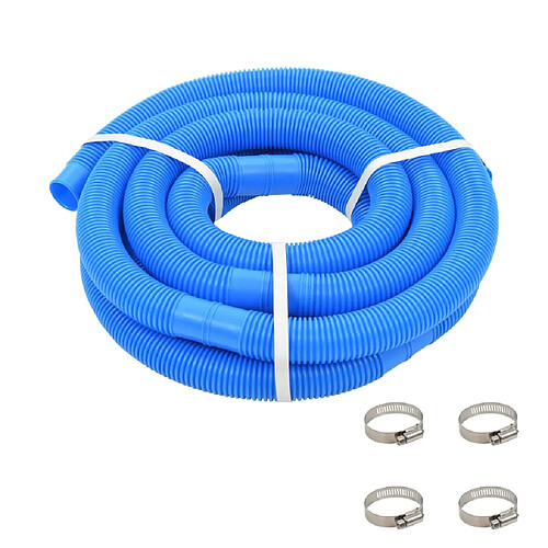 vidaXL Tuyau de piscine avec colliers de serrage Bleu 38 mm 6 m