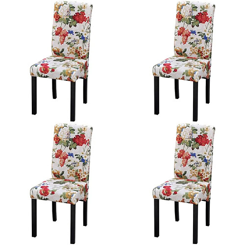 Decoshop26 Lot de 4 chaises de salle à manger cuisine style rustique motif fleurs en tissu multicolore CDS021771