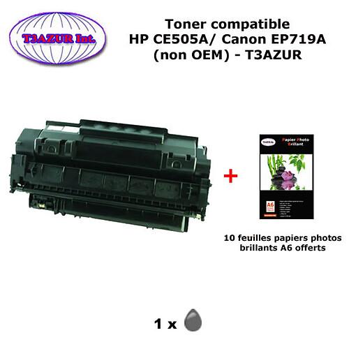 Toner générique Canon EP719A pour imprimante Canon LBP6300dn, LBP6310dn, LBP6650dn, LBP6670dn, CRG-719 +10f PPA6 -T3AZUR