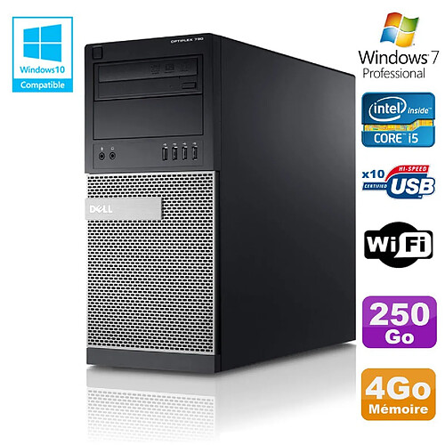 PC Tour Dell Optiplex 790 Intel Core I5 3.1Ghz 4Go Disque 250 Go DVD WIFI Win 7 · Occasion