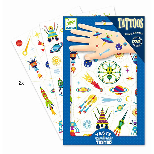 Djeco DJ09590 - Tatouages phospho space oddity