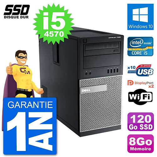 PC Tour Dell 7020 Intel Core i5-4570 RAM 8Go SSD 120Go Windows 10 Wifi · Occasion