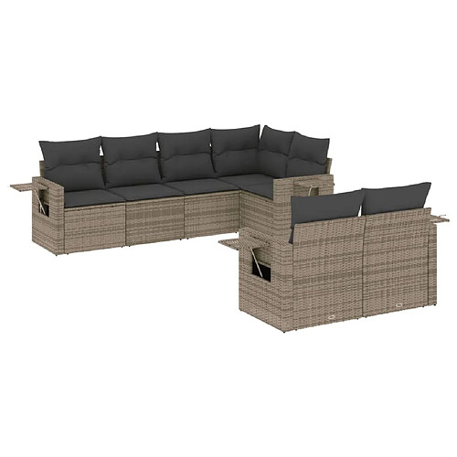 Maison Chic Salon de jardin avec coussins 7 pcs, Ensemble Tables et chaises de jardin, gris résine tressée -GKD635864