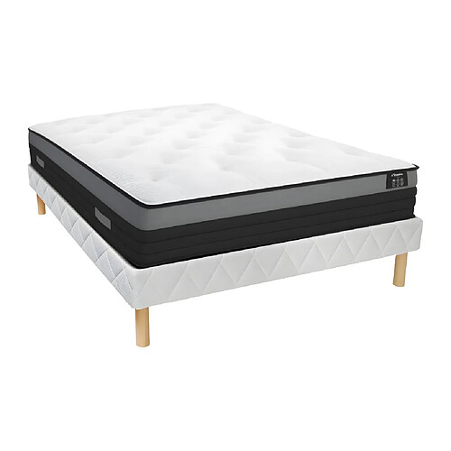 Vente-Unique Ensemble 140 x 190 cm sommier + matelas ressorts ensachés à bande respirante ép.23cm - AIRPLAY de YSMÉE