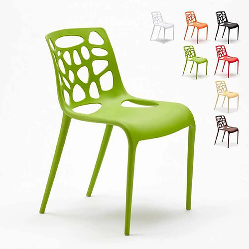 Ahd Amazing Home Design Chaise en polypropylène anti-uv design moderne Gelateria salle à manger et bar café Connubia, Couleur: Vert