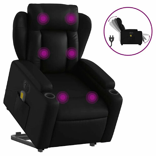 Maison Chic Fauteuil Relax pour salon, Fauteuil inclinable de massage électrique noir similicuir -GKD25654