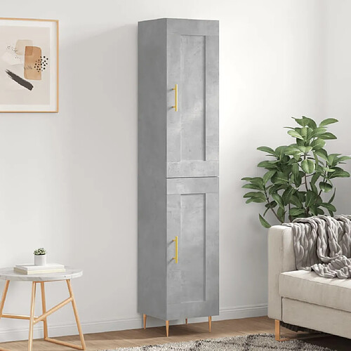 vidaXL Buffet haut Gris béton 34,5x34x180 cm Bois d'ingénierie