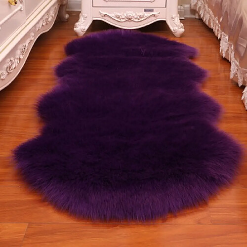 LUUCOZK Tapis moelleux en fausse fourrure, tapis à poils longs pour chambre à coucher, salon, violet-60x150cm