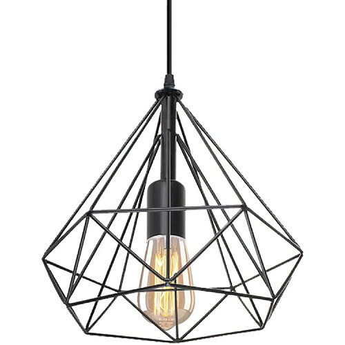 Stoex E27 Lustre Suspension en Métal Style industriel avec LED Abat-jour -Noir