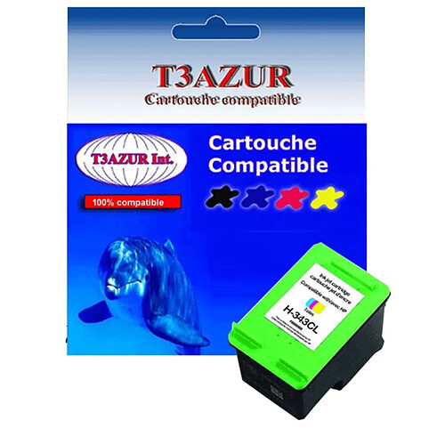 Cartouche compatible pour imprimante HP PhotoSmart 2608, 2610, 2610v, 2610xi (343) Noire - T3AZUR