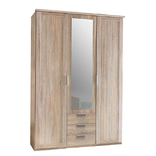 Pegane Armoire placard / meuble de rangement coloris blanc - Longueur 135 x Hauteur 208 x Profondeur 58 cm