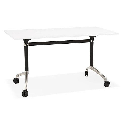 Alterego Bureau pliable 'FLEXO' blanc sur roulettes - 140x70 cm