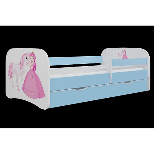 Lit Babydreams princesse cheval bleu avec un tiroir sans matelas 160/80