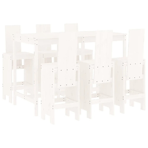 Maison Chic Table de bar et chaises d'extérieur 7 pcs,Ensemble de bar de jardin pour relax blanc bois de pin massif -GKD186007