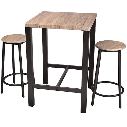 Urban Living Table bar avec tabourets indus Dock - Noir