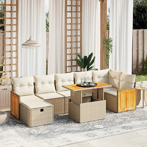 vidaXL Salon de jardin avec coussins 8 pcs beige résine tressée