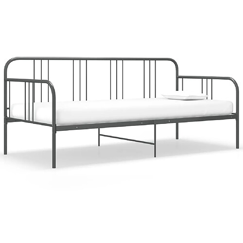 vidaXL Cadre de canapé-lit sans matelas gris métal 90x200 cm