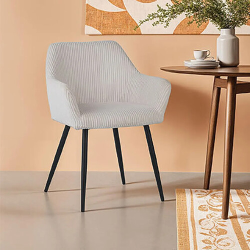 Mes Lot de 2 fauteuils de repas en velours cotelé beige - VELVET