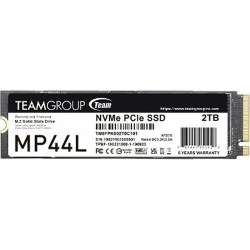 TEAMGROUP MP44L 2 To SLC Cache NVMe 1.4 PCIe Gen 4x4 M.2 2280 SSD pour ordinateur portable et ordinateur de bureau Vitesse R/W jusqu'à 4 800/4 400 Mo/s) TM8FPK002T0C101