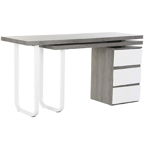 Pegane Bureau réversible en MDF coloris gris/ blanc et métal - Longueur 150 x Hauteur 120 x Profondeur 75 cm