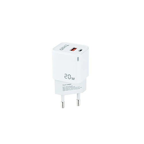 Chargeur Tooq USB-C/Pd 20W +Usb-A/Qc 20W