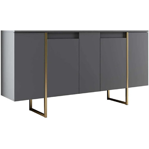 Hanah Home Buffet en aggloméré pieds en métal Luxe anthracite et doré.