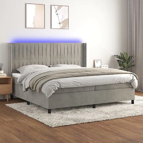 Sommier à lattes,Cadre à lattes de lit pour Adulte matelas et LED Gris clair 200x200 cm -MN28026