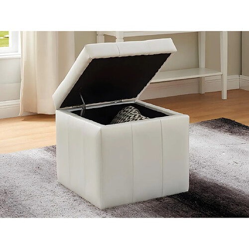 Vente-Unique Pouf coffre de rangement SERAFINO en simili - Blanc