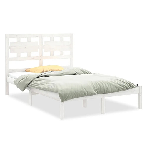 Maison Chic Lit Moderne Chambre - Cadre/structure de lit pour adulte Blanc Bois massif 140x200 cm -MN57872