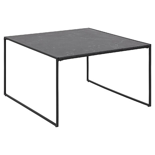 Toilinux Table basse carré en mélaminé et métal - L.80 cm x H. 48 cm - Noir