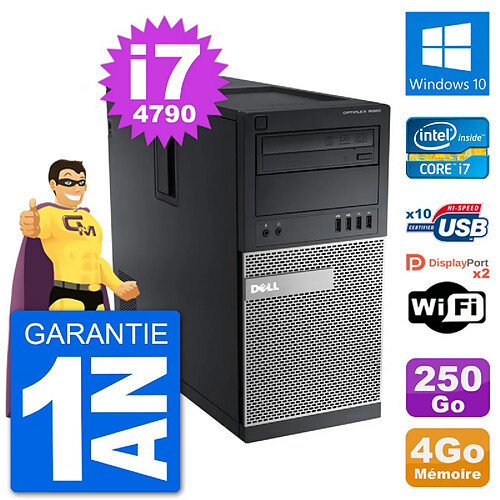 PC Tour Dell 9020 Intel Core i7-4790 RAM 4Go Disque Dur 250Go Windows 10 Wifi · Occasion