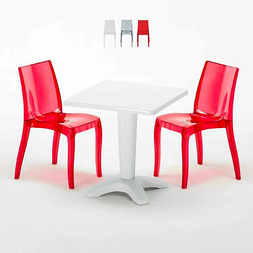 Grand Soleil Table bistrot et 2 chaises colorées poly