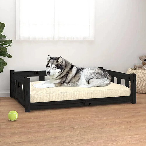 vidaXL Lit pour chien noir 105,5x75,5x28 cm bois de pin solide