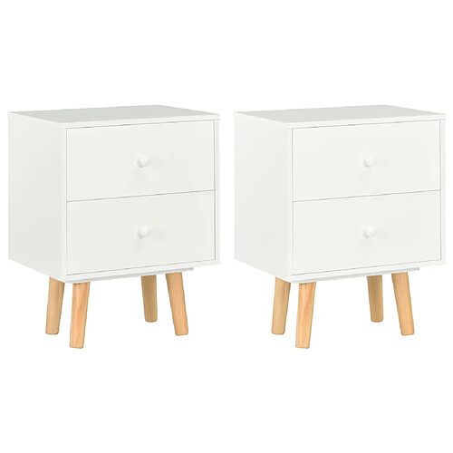 vidaXL Tables de chevet 2 pcs Blanc 40 x 30 x 50 cm Pin massif